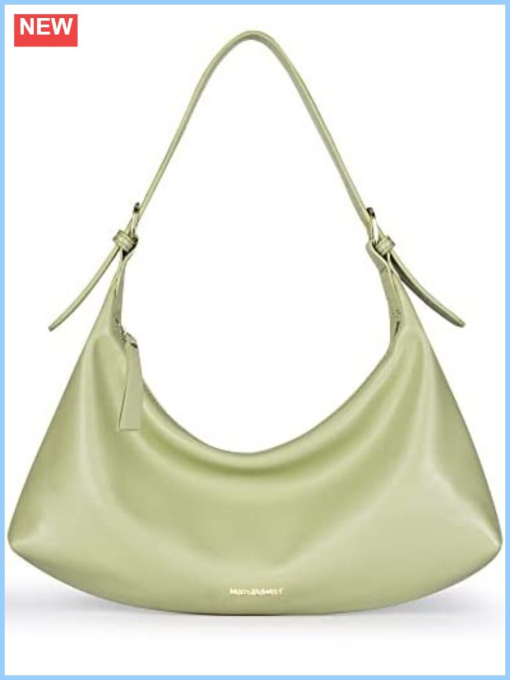 Vegan Leather Crescent Hobo Shoulder Bag with Adjustable Strap